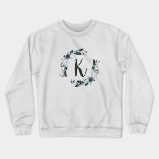 Floral Monogram K Dark Bohemian Flora Crewneck Sweatshirt